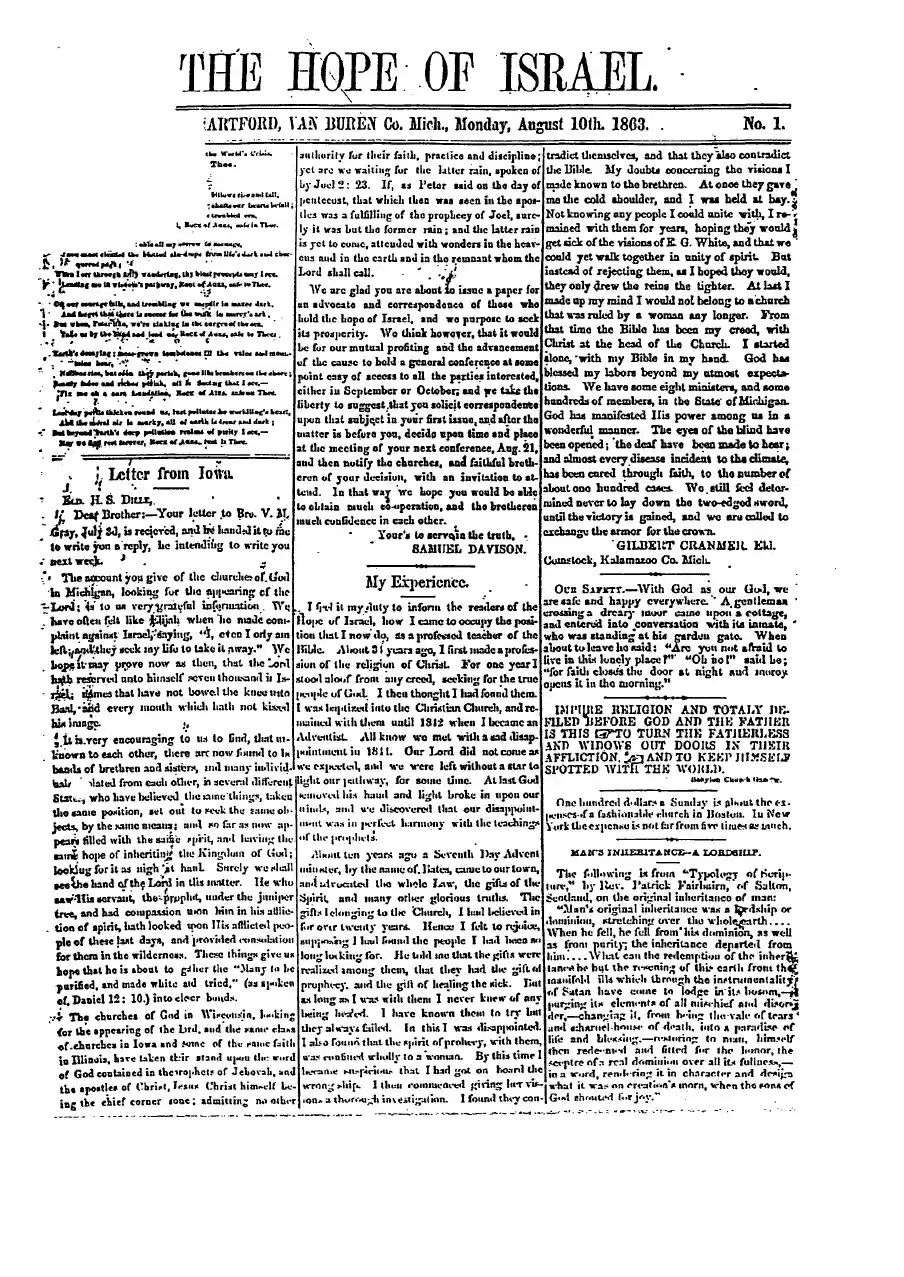 1863 Vol 1 no 1, p1